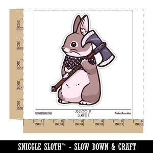 Water Bottle Sticker Set Battle Bunny Rabbit with Axe and Scale Armor Cute Waterproof Vinyl Stickers Pack Decal, Skateboard, Laptop, Car, Window, Bumper - 5 Pack
