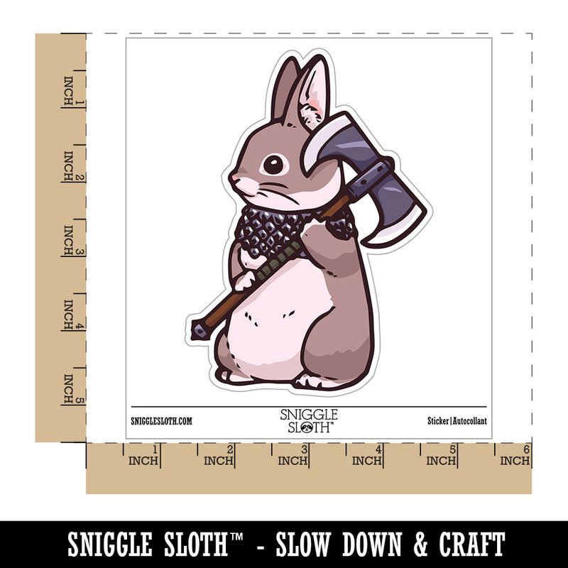 Water Bottle Sticker Set Battle Bunny Rabbit with Axe and Scale Armor Cute Waterproof Vinyl Stickers Pack Decal, Skateboard, Laptop, Car, Window, Bumper - 5 Pack