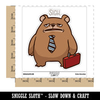 Water Bottle Sticker Set Burnout Business Bear Sigh Sad Tired Cute Waterproof Vinyl Stickers Pack Decal, Skateboard, Laptop, Car, Window, Bumper - 5 Pack
