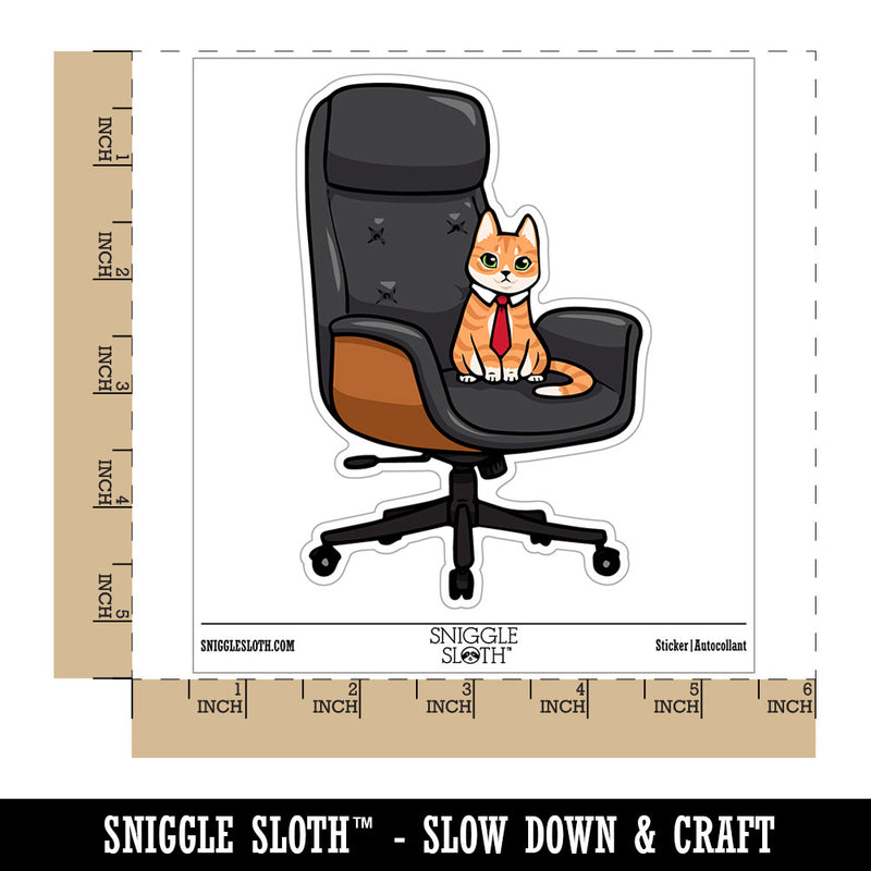 Water Bottle Sticker Set Business Cat In Executive Office Chair Cute Waterproof Vinyl Stickers Pack Decal, Skateboard, Laptop, Car, Window, Bumper - 5 Pack