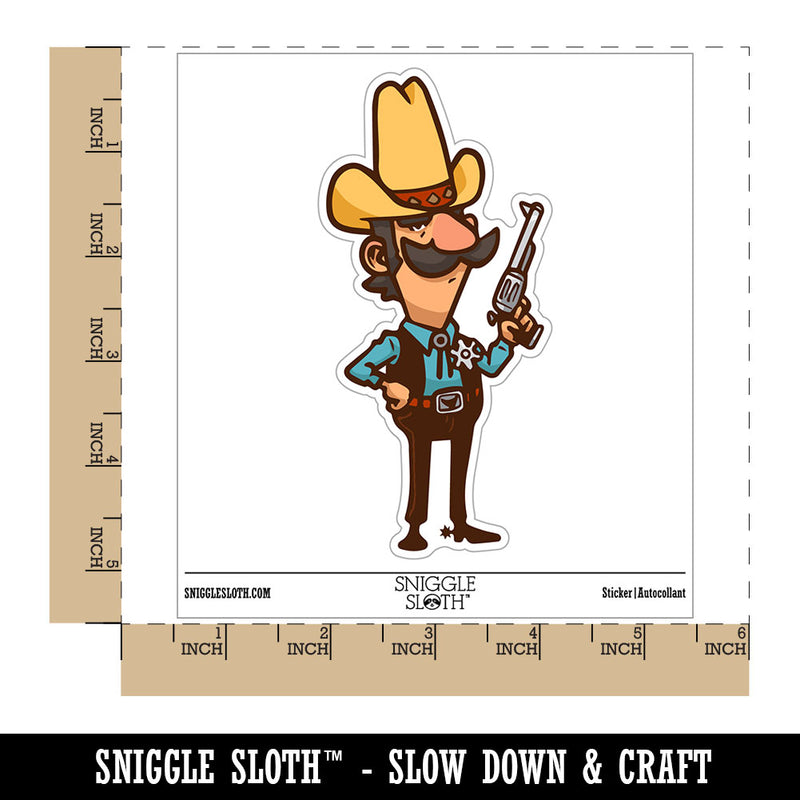 Water Bottle Sticker Set Cartoon Cowboy Western Sheriff Wild Western Cute Waterproof Vinyl Stickers Pack Decal, Skateboard, Laptop, Car, Window, Bumper - 5 Pack
