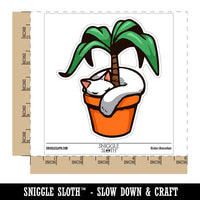 Water Bottle Sticker Set Cat Sleeping In Tree Plant Pot Cute Waterproof Vinyl Stickers Pack Decal, Skateboard, Laptop, Car, Window, Bumper - 5 Pack