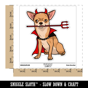 Water Bottle Sticker Set Chihuahua In Devil Costume Halloween Funny Cute Waterproof Vinyl Stickers Pack Decal, Skateboard, Laptop, Car, Window, Bumper - 5 Pack