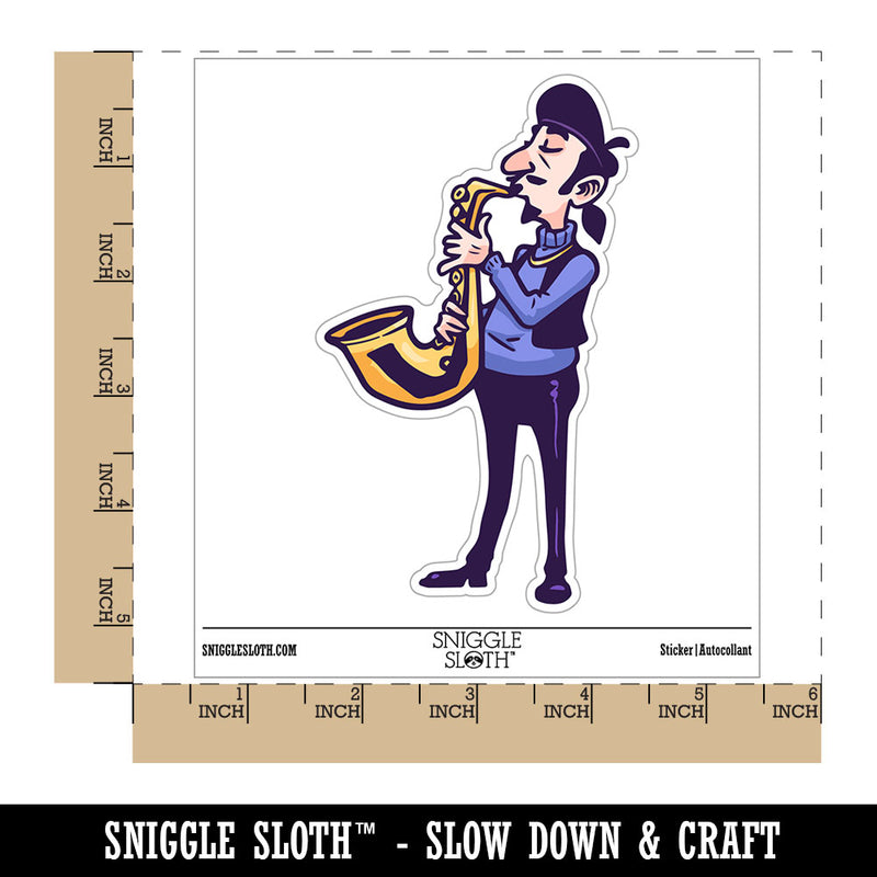 Water Bottle Sticker Set Cool Jazz Man Musician Playing Saxaphone Music Cute Waterproof Vinyl Stickers Pack Decal, Skateboard, Laptop, Car, Window, Bumper - 5 Pack