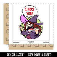Water Bottle Sticker Set Curse You Angry Cartoon Witch Halloween Cute Waterproof Vinyl Stickers Pack Decal, Skateboard, Laptop, Car, Window, Bumper - 5 Pack