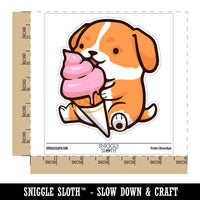Water Bottle Sticker Set Cute Puppy Dog Licking Ice Cream Cone Cute Waterproof Vinyl Stickers Pack Decal, Skateboard, Laptop, Car, Window, Bumper - 5 Pack