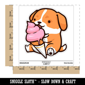 Water Bottle Sticker Set Cute Puppy Dog Licking Ice Cream Cone Cute Waterproof Vinyl Stickers Pack Decal, Skateboard, Laptop, Car, Window, Bumper - 5 Pack