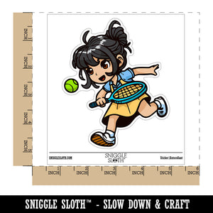 Water Bottle Sticker Set Cute Tennis Girl Ball Chibi Sports Cute Waterproof Vinyl Stickers Pack Decal, Skateboard, Laptop, Car, Window, Bumper - 5 Pack