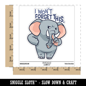 Water Bottle Sticker Set I Wont Forget This Elephant Cartoon Cute Waterproof Vinyl Stickers Pack Decal, Skateboard, Laptop, Car, Window, Bumper - 5 Pack