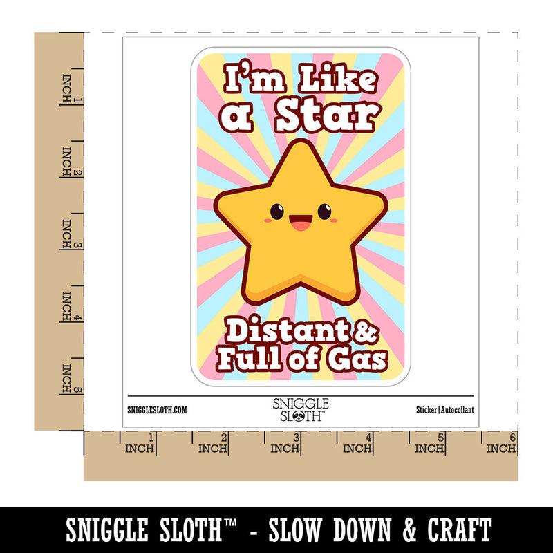 Water Bottle Sticker Set I'm Like A Star Distant Full of Gas Funny Cute Waterproof Vinyl Stickers Pack Decal, Skateboard, Laptop, Car, Window, Bumper - 5 Pack