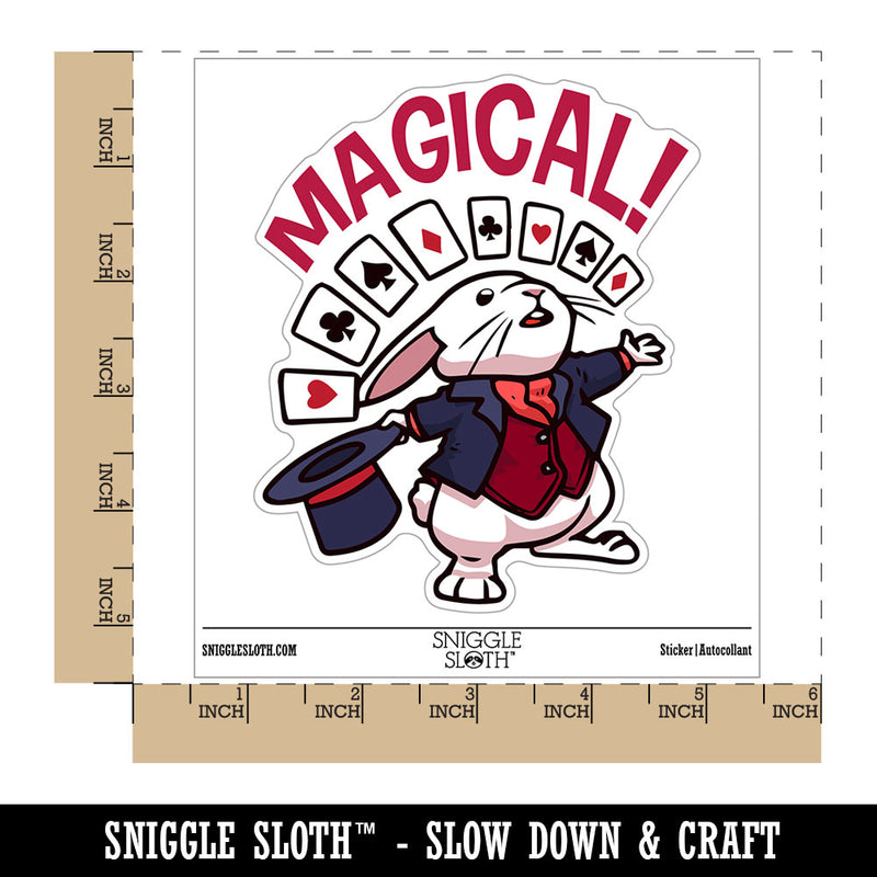Water Bottle Sticker Set Magical Magician Bunny Rabbit Cards Cute Waterproof Vinyl Stickers Pack Decal, Skateboard, Laptop, Car, Window, Bumper - 5 Pack
