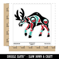 Water Bottle Sticker Set Tribal Native American Moose Totem Cute Waterproof Vinyl Stickers Pack Decal, Skateboard, Laptop, Car, Window, Bumper - 5 Pack