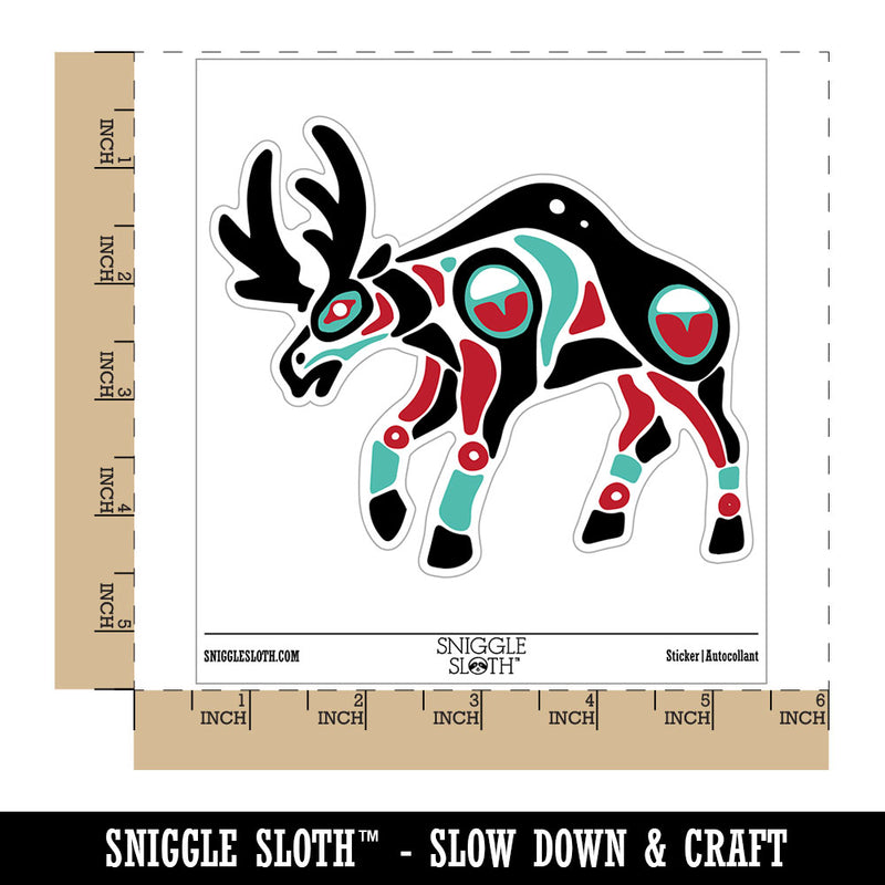 Water Bottle Sticker Set Tribal Native American Moose Totem Cute Waterproof Vinyl Stickers Pack Decal, Skateboard, Laptop, Car, Window, Bumper - 5 Pack