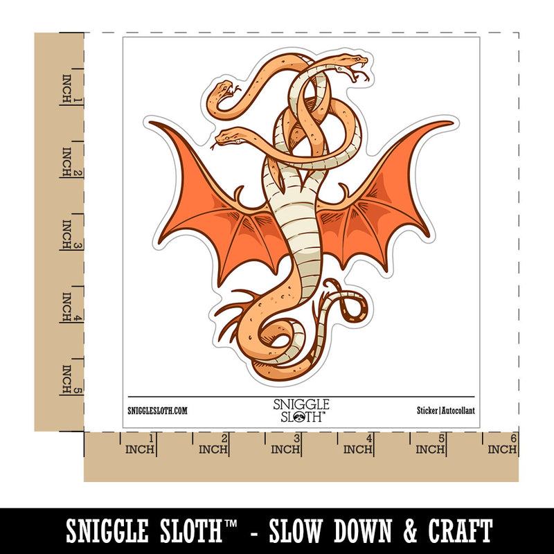 Water Bottle Sticker Set Winged Hydra Three Headed Snake Serpent Cute Waterproof Vinyl Stickers Pack Decal, Skateboard, Laptop, Car, Window, Bumper - 5 Pack