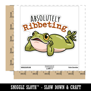 Absolutely Ribbeting Frog Funny Pun Compliment Waterproof Vinyl Phone Tablet Laptop Water Bottle Car Window Bumper Decal Sticker Set - 5 Pack