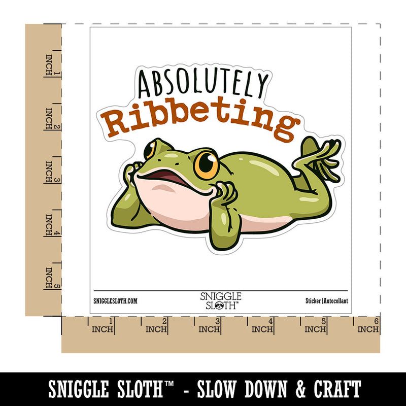 Absolutely Ribbeting Frog Funny Pun Compliment Waterproof Vinyl Phone Tablet Laptop Water Bottle Car Window Bumper Decal Sticker Set - 5 Pack