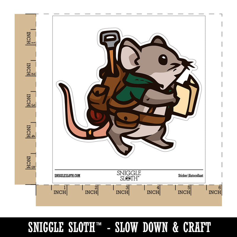 Adventurous Hiking Mouse with Map Backpack Waterproof Vinyl Phone Tablet Laptop Water Bottle Car Window Bumper Decal Sticker Set - 5 Pack