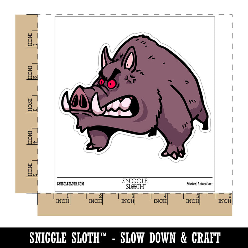 Angry Raging Boar Pig Tusks Waterproof Vinyl Phone Tablet Laptop Water Bottle Car Window Bumper Decal Sticker Set - 5 Pack