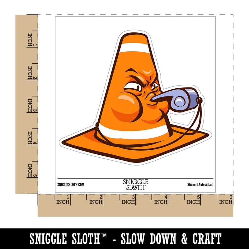 Angry Traffic Cone Blowing Whistle Waterproof Vinyl Phone Tablet Laptop Water Bottle Car Window Bumper Decal Sticker Set - 5 Pack