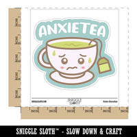 Anxietea Anxiety Anxious Cup of Tea Waterproof Vinyl Phone Tablet Laptop Water Bottle Car Window Bumper Decal Sticker Set - 5 Pack