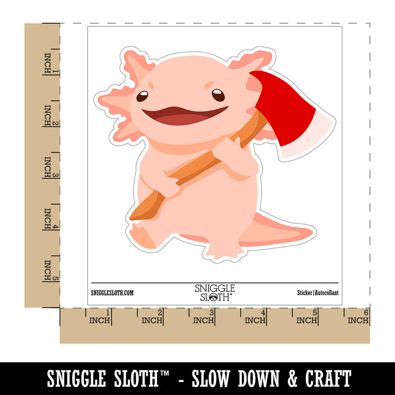 Axing Axolotl with Axe Waterproof Vinyl Phone Tablet Laptop Water Bottle Car Window Bumper Decal Sticker Set - 5 Pack