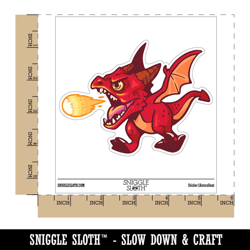 Baby Dragon Fireball Drake Whelp Fantasy Waterproof Vinyl Phone Tablet Laptop Water Bottle Car Window Bumper Decal Sticker Set - 5 Pack