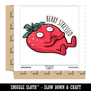 Berry Stressed Strawberry Sweating Funny Waterproof Vinyl Phone Tablet Laptop Water Bottle Car Window Bumper Decal Sticker Set - 5 Pack