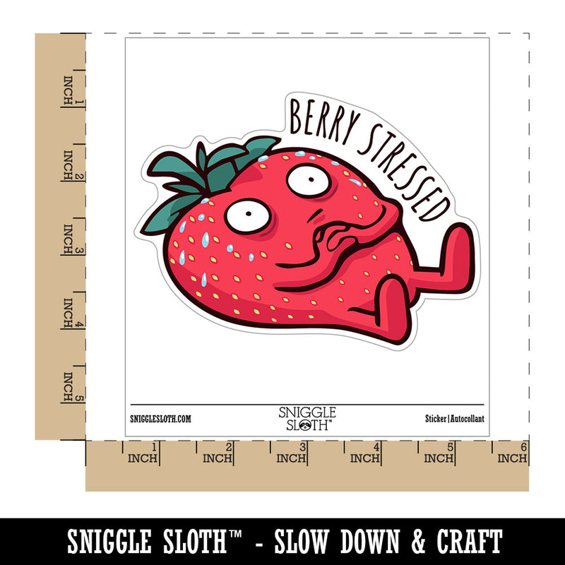 Berry Stressed Strawberry Sweating Funny Waterproof Vinyl Phone Tablet Laptop Water Bottle Car Window Bumper Decal Sticker Set - 5 Pack