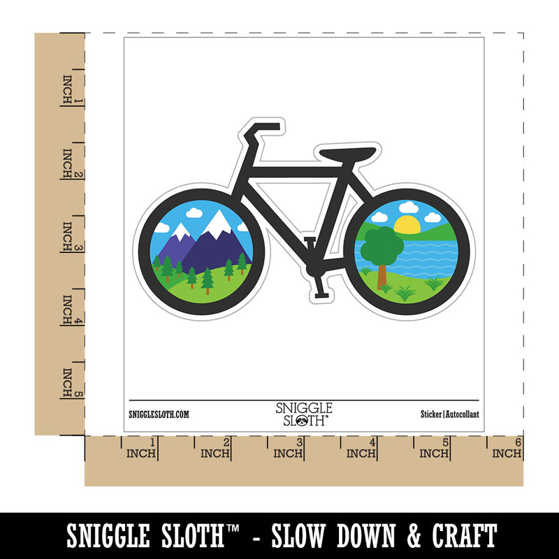 Bike Mountains Hills River Biking Cycle Waterproof Vinyl Phone Tablet Laptop Water Bottle Car Window Bumper Decal Sticker Set - 5 Pack