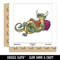 Book Wyrm Bookworm Reading Dragon Waterproof Vinyl Phone Tablet Laptop Water Bottle Car Window Bumper Decal Sticker Set - 5 Pack