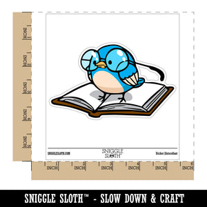 Bookish Little Bird Reading Book Waterproof Vinyl Phone Tablet Laptop Water Bottle Car Window Bumper Decal Sticker Set - 5 Pack