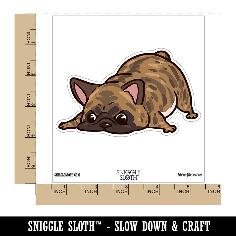 Brindle French Bulldog Sniffing Smelling Furiously Dog Waterproof Vinyl Phone Tablet Laptop Water Bottle Car Window Bumper Decal Sticker Set - 5 Pack