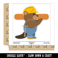 Builder Beaver Construction Worker with Beam Waterproof Vinyl Phone Tablet Laptop Water Bottle Car Window Bumper Decal Sticker Set - 5 Pack