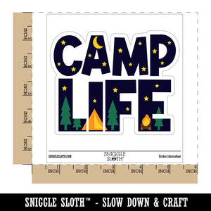 Camp Life Camping Waterproof Vinyl Phone Tablet Laptop Water Bottle Car Window Bumper Decal Sticker Set - 5 Pack