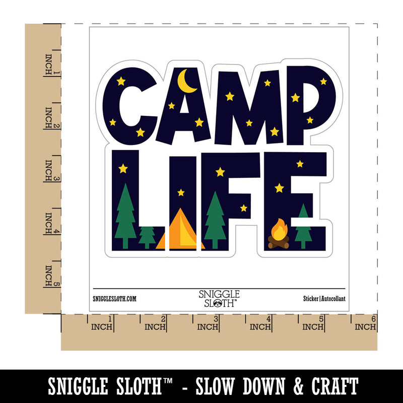 Camp Life Camping Waterproof Vinyl Phone Tablet Laptop Water Bottle Car Window Bumper Decal Sticker Set - 5 Pack