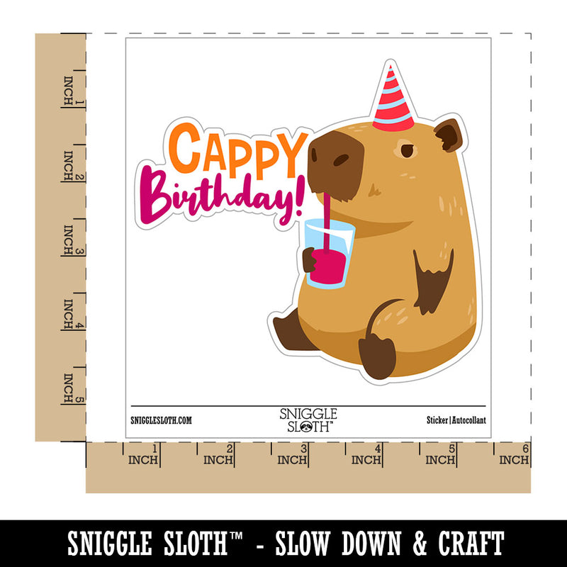 Cappy Happy Birthday Capybara Waterproof Vinyl Phone Tablet Laptop Water Bottle Car Window Bumper Decal Sticker Set - 5 Pack