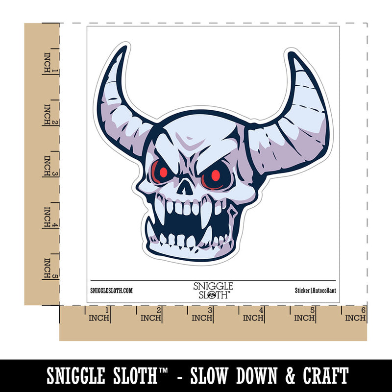 Cartoon Demon Skull Lich Skeleton Horns Waterproof Vinyl Phone Tablet Laptop Water Bottle Car Window Bumper Decal Sticker Set - 5 Pack