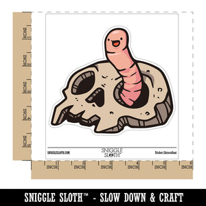 Cartoon Worm Sticking Out of Skull Bone Waterproof Vinyl Phone Tablet Laptop Water Bottle Car Window Bumper Decal Sticker Set - 5 Pack