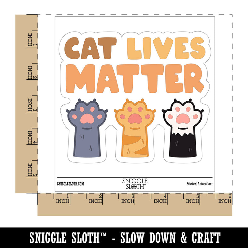 Cat Lives Matter Cat Paws Waterproof Vinyl Phone Tablet Laptop Water Bottle Car Window Bumper Decal Sticker Set - 5 Pack