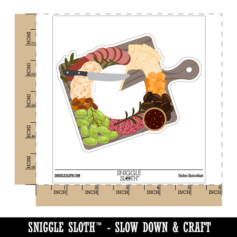 Charcuterie Board Cheese Salami Nuts Crackers Grapes Waterproof Vinyl Phone Tablet Laptop Water Bottle Car Window Bumper Decal Sticker Set - 5 Pack