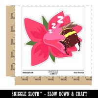Chubby Bumblebee Sleeping In Flower Nap Waterproof Vinyl Phone Tablet Laptop Water Bottle Car Window Bumper Decal Sticker Set - 5 Pack