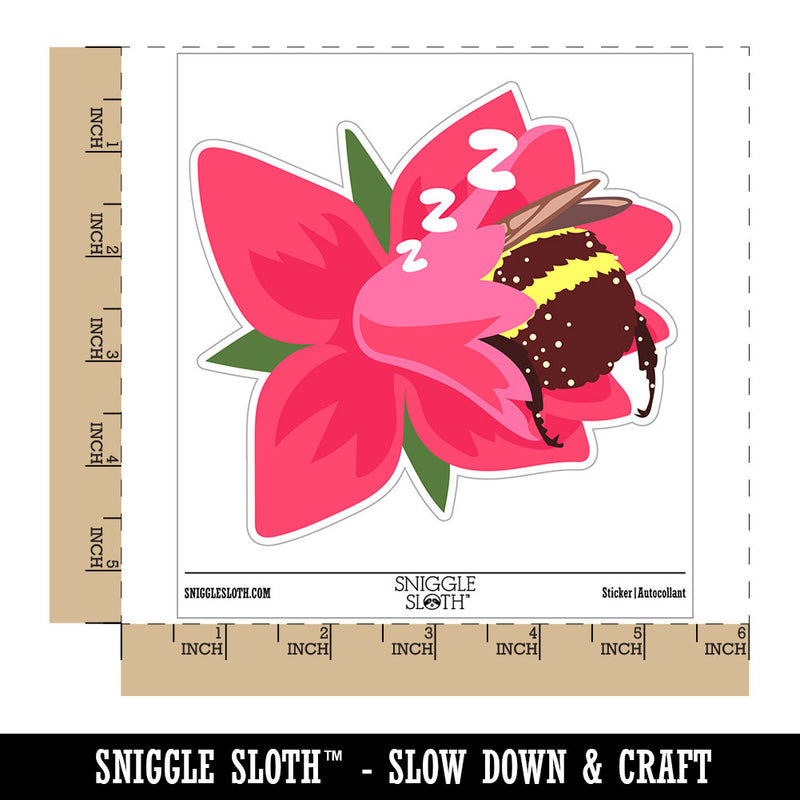Chubby Bumblebee Sleeping In Flower Nap Waterproof Vinyl Phone Tablet Laptop Water Bottle Car Window Bumper Decal Sticker Set - 5 Pack