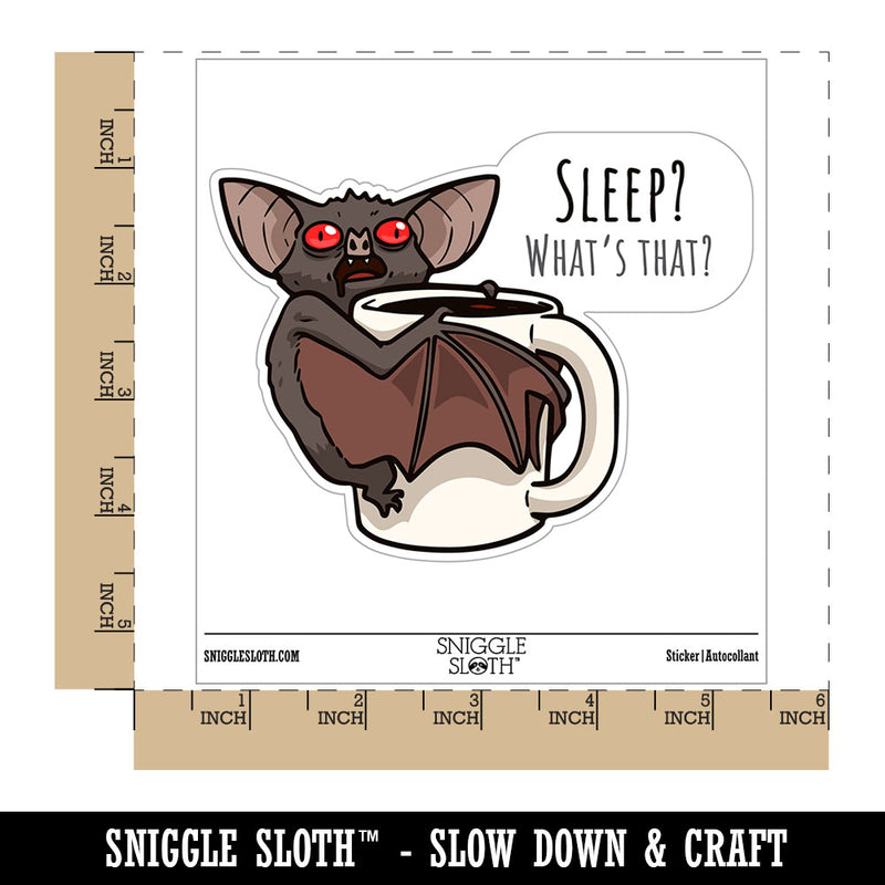 Coffee Bat Mug Sleep What's That Waterproof Vinyl Phone Tablet Laptop Water Bottle Car Window Bumper Decal Sticker Set - 5 Pack