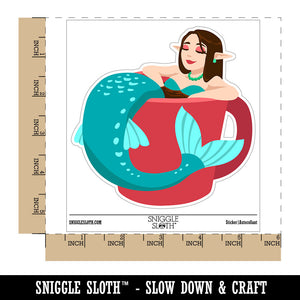 Coffee Tea Mermaid Mug Waterproof Vinyl Phone Tablet Laptop Water Bottle Car Window Bumper Decal Sticker Set - 5 Pack