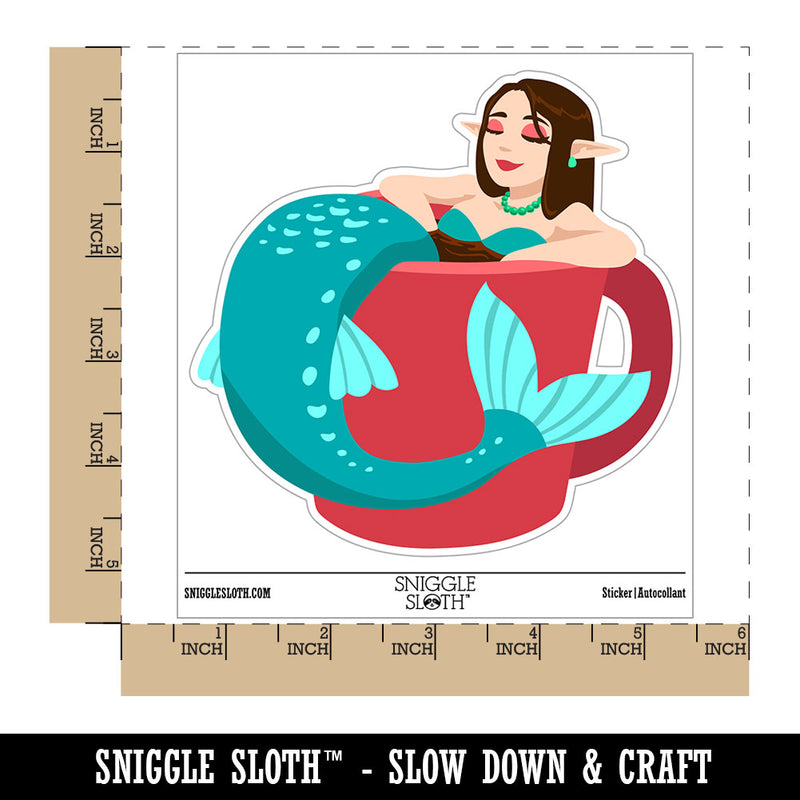 Coffee Tea Mermaid Mug Waterproof Vinyl Phone Tablet Laptop Water Bottle Car Window Bumper Decal Sticker Set - 5 Pack