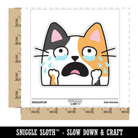 Crying Upset Cat Waterproof Vinyl Phone Tablet Laptop Water Bottle Car Window Bumper Decal Sticker Set - 5 Pack