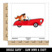 Cute Couple Driving Fancy Sports Car Trip Waterproof Vinyl Phone Tablet Laptop Water Bottle Car Window Bumper Decal Sticker Set - 5 Pack