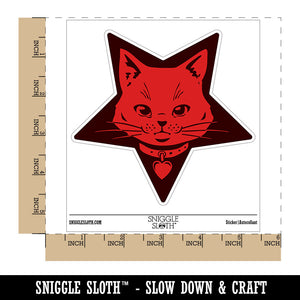 Cute Demonic Kitten Cat in Star Pentagram Waterproof Vinyl Phone Tablet Laptop Water Bottle Car Window Bumper Decal Sticker Set - 5 Pack
