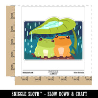 Cute Frog Couple Hiding From Rain Waterproof Vinyl Phone Tablet Laptop Water Bottle Car Window Bumper Decal Sticker Set - 5 Pack