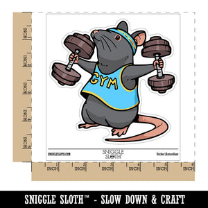 Cute Funny Gym Rat with Dumbbells and Sweatband Rodent Waterproof Vinyl Phone Tablet Laptop Water Bottle Car Window Bumper Decal Sticker Set - 5 Pack